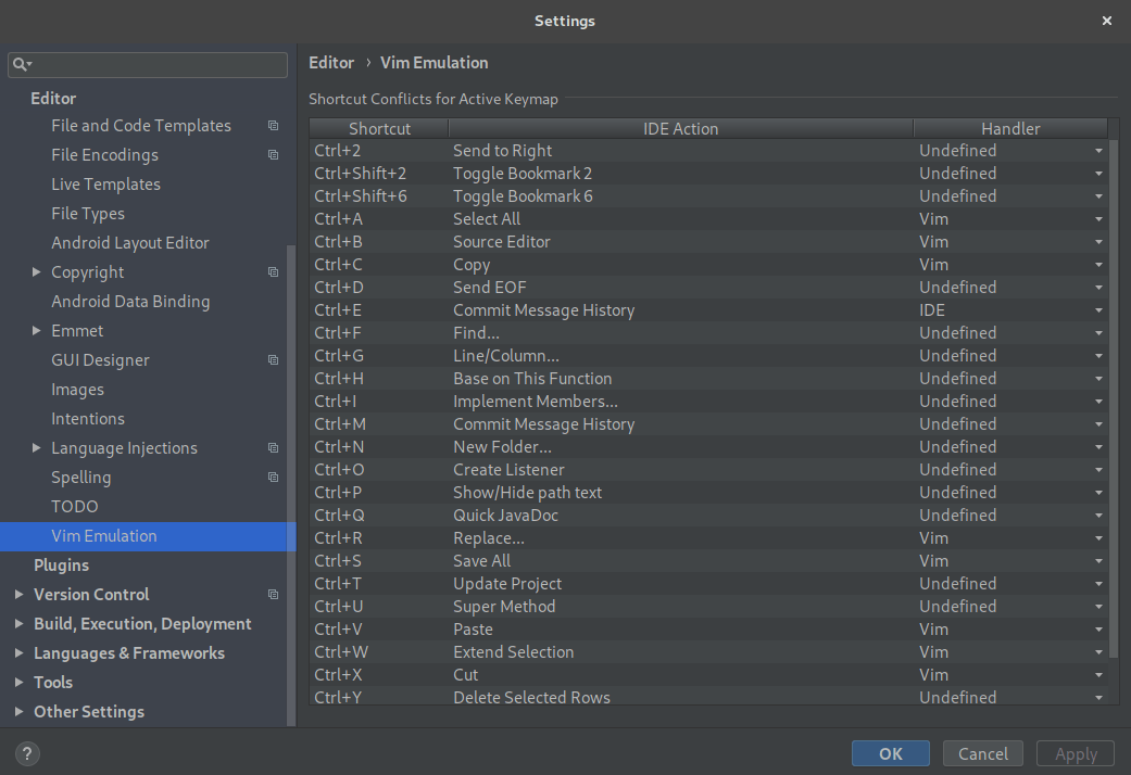 jetbrains ide Sync IdeaVim shortcut handler settings Stack Overflow