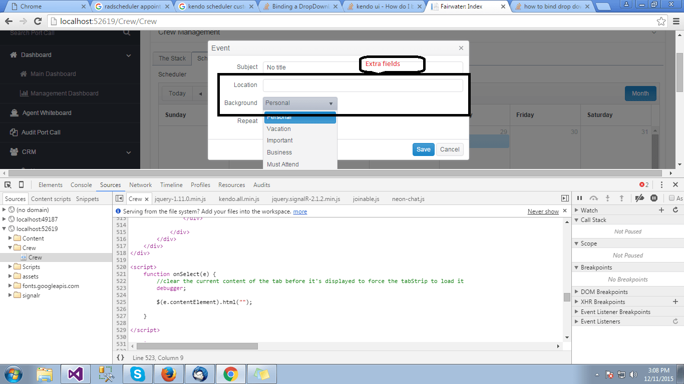 how to bind drop down in edit template of kendo scheduler? Stack Overflow