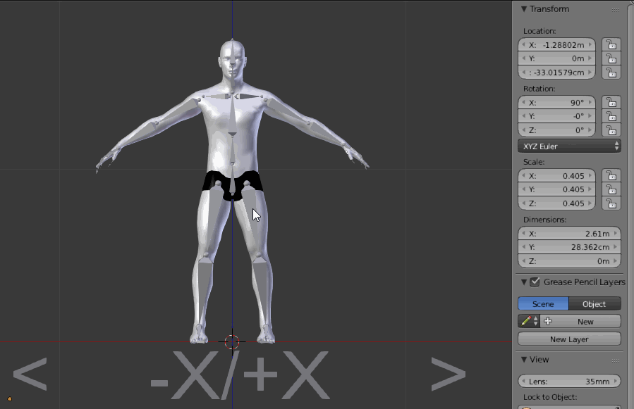 modeling XAxis Mirror mirrors the bones, but they appear on the same