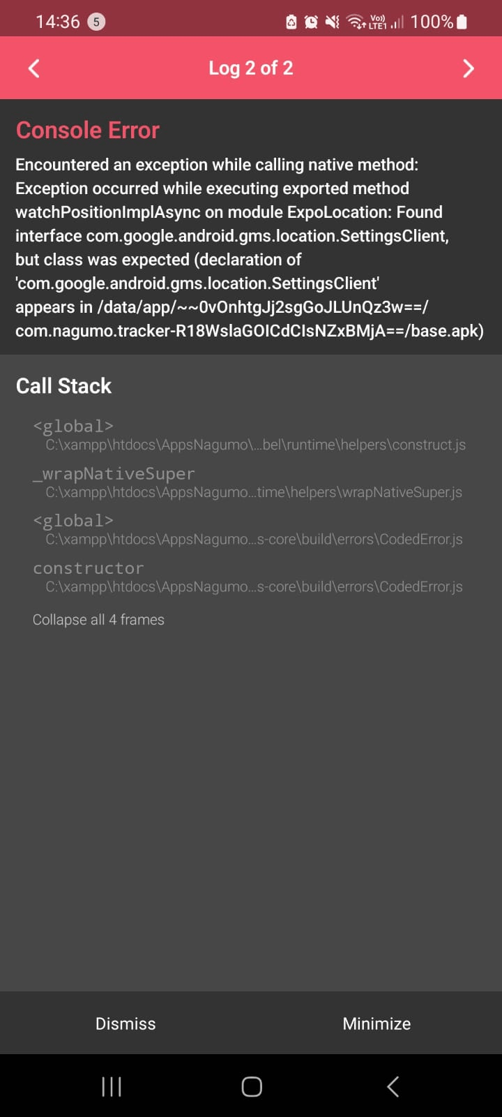 react native error when using requestForegroundPermissionsAsync
