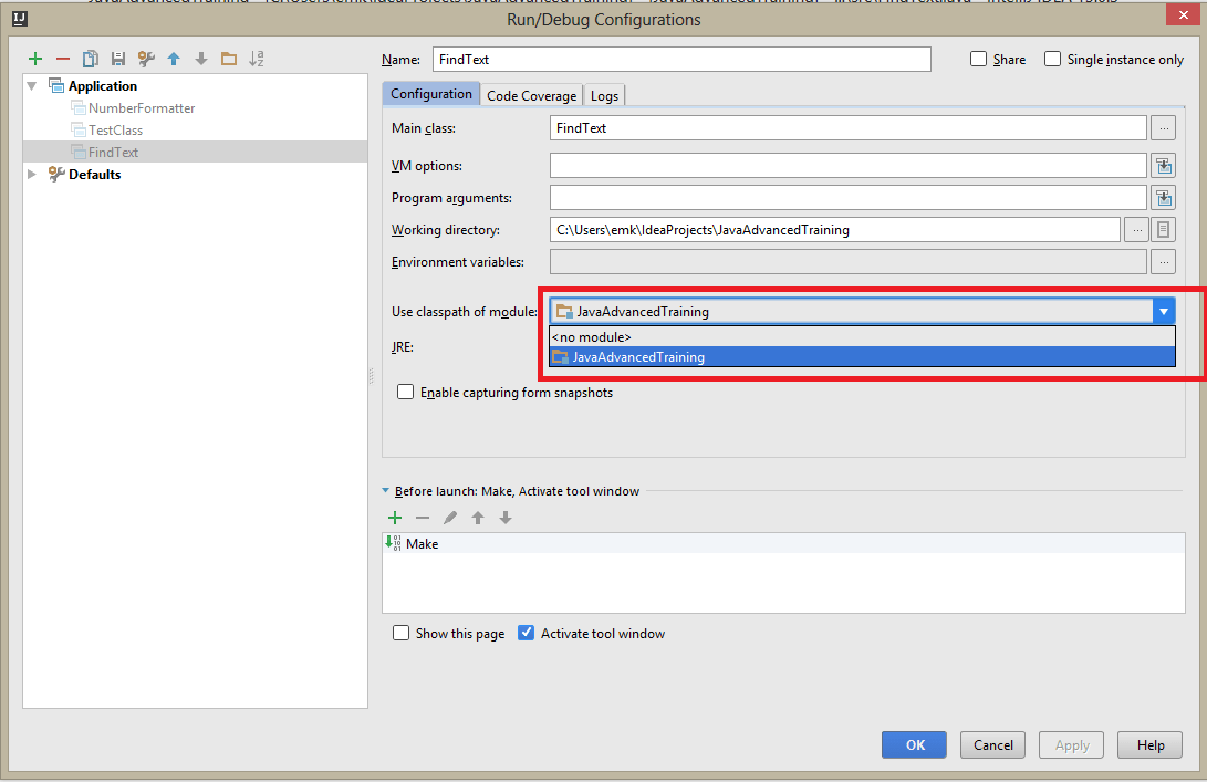 Error Module not specified (IntelliJ IDEA)