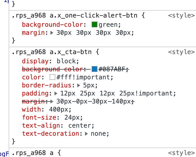 In CSS what does it mean when only the property name is crossed out but