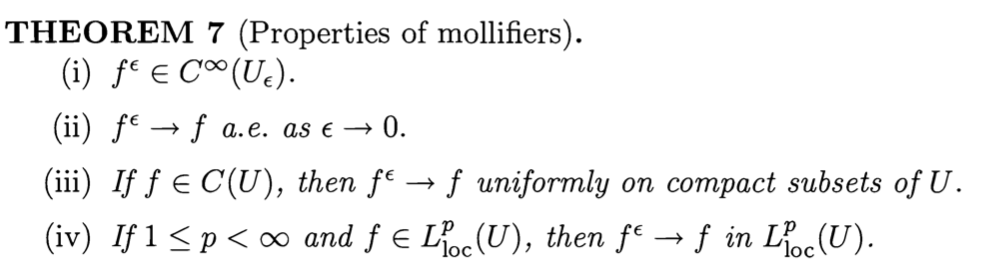general topology Details in mollifiers proof Evans' PDE