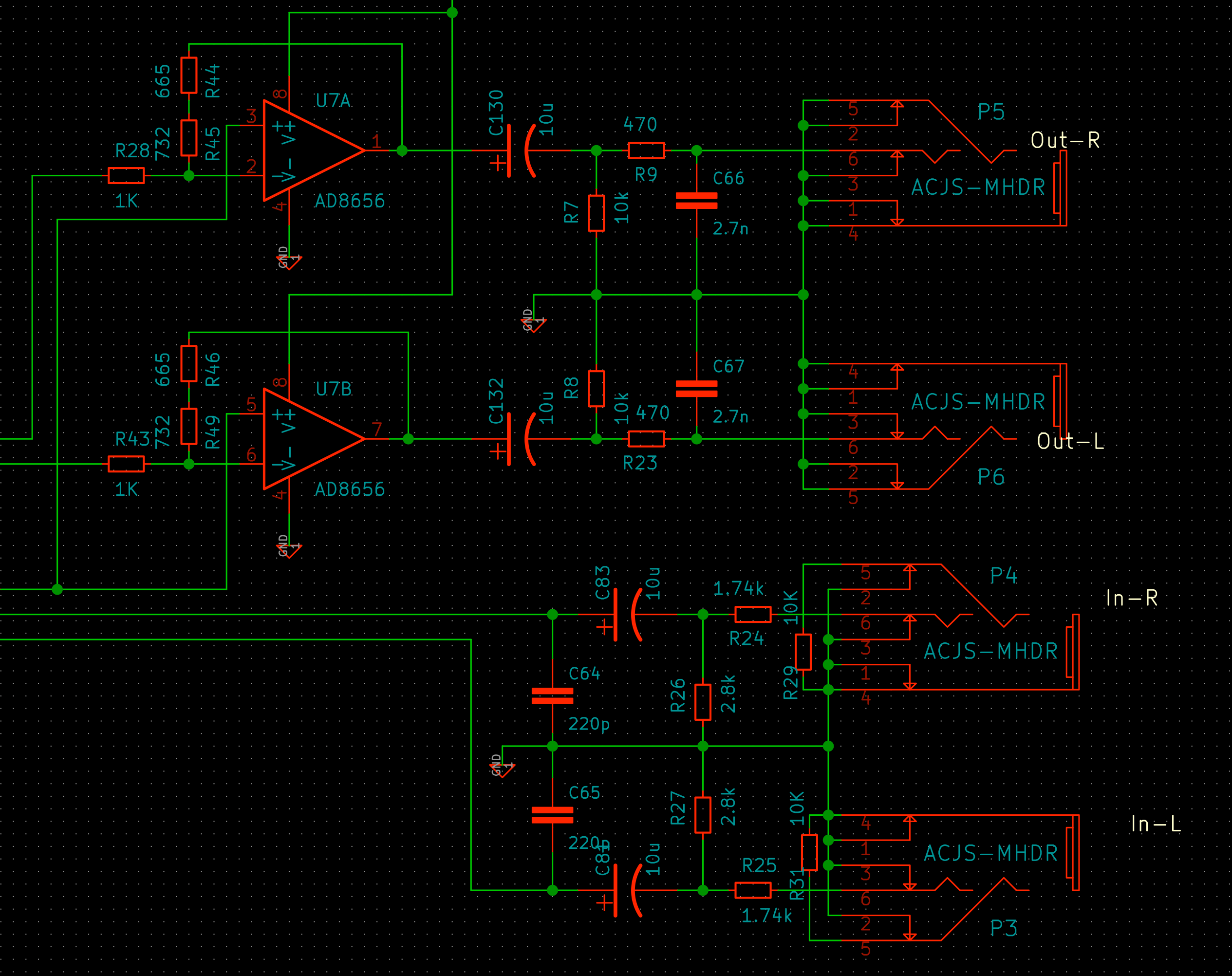Electrical ESD protection diodes on audio inputs / outputs Valuable