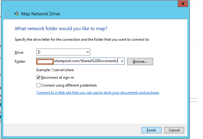 sharepoint online The mapped network drive could not be created