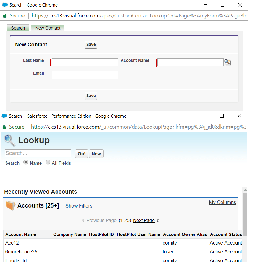 visualforce Unable to select the lookup value from standard Account
