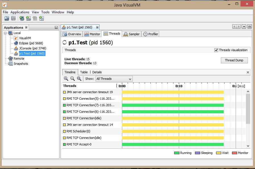multithreading How to monitor a Java program using Jconsole? Stack