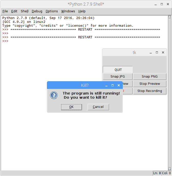 tkinter How to remove the kill prompt of a python script? Raspberry