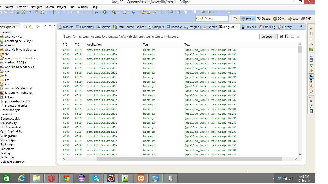 cordova Gralloc Lock error in phonegapandroid application Stack