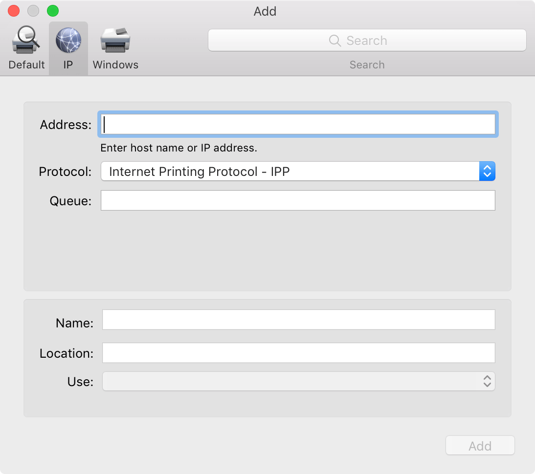 macos How can I add a Bonjour printer manually or via a different