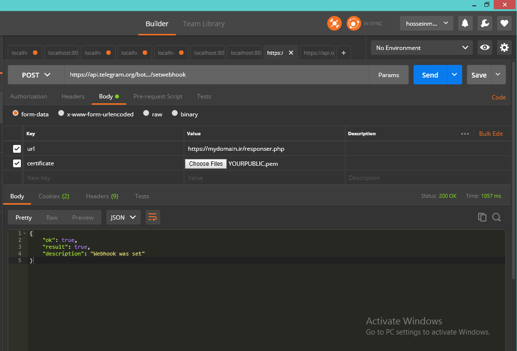 curl telegram getwebhookinfo returns "SSL error {SSL