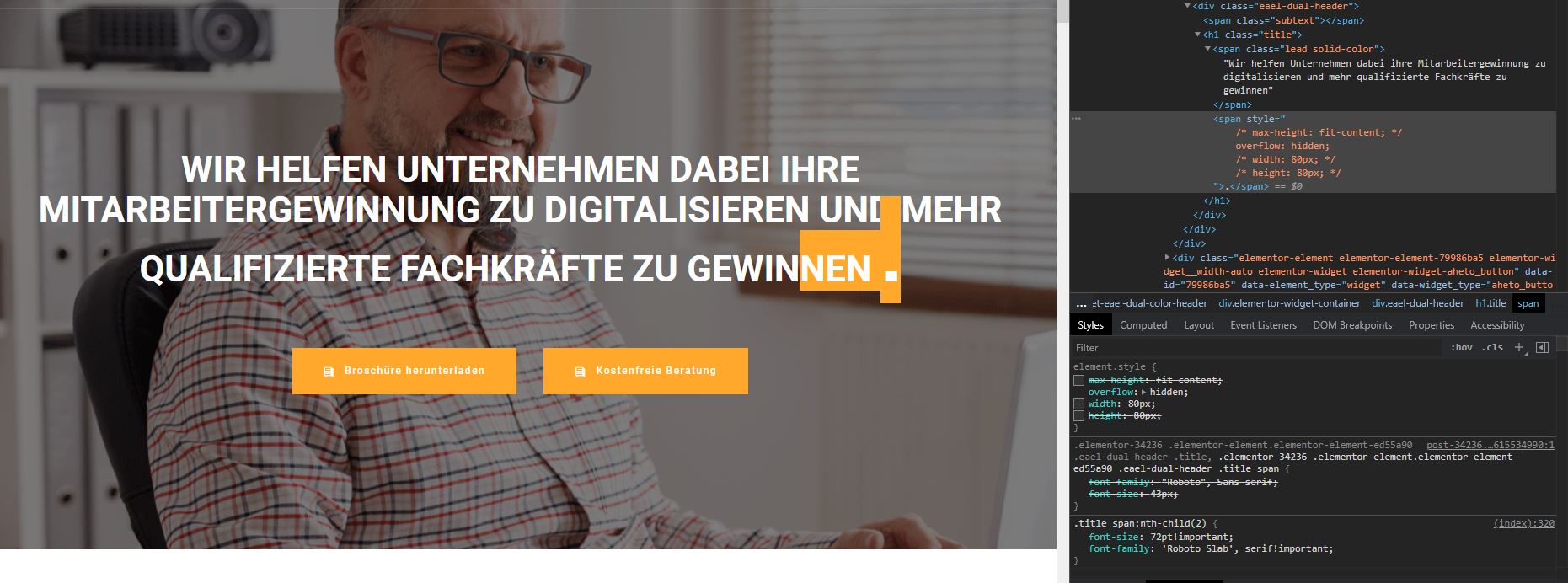 How to create different font sizes in one text in elementor