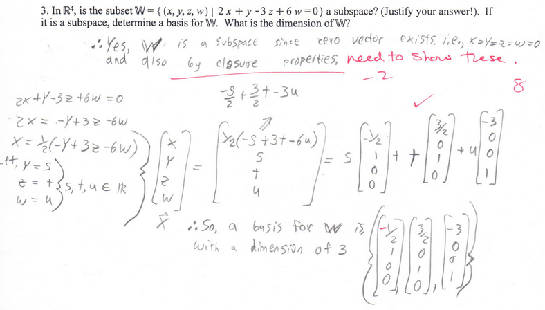 linear algebra is the subset a subspace...closure properties