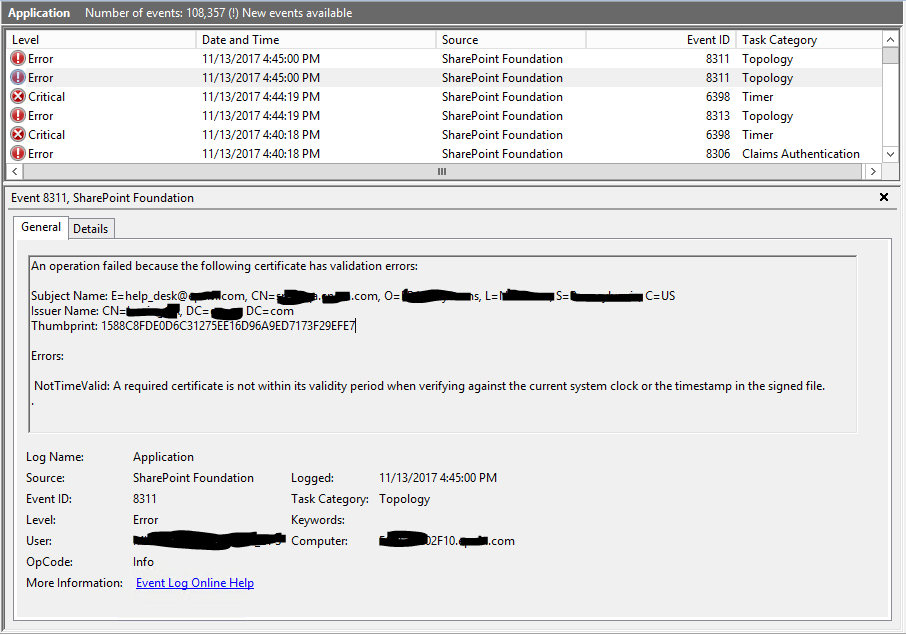 2013 Unwanted certificate in Local Computer\SharePoint