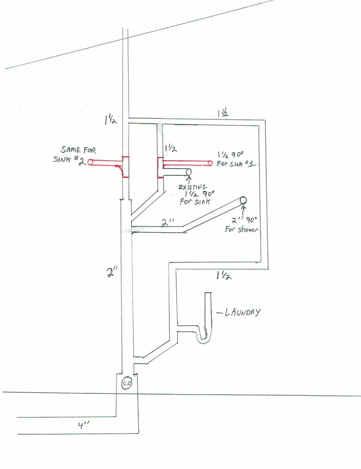 plumbing OK to drain 2nd vanity sink like drawing? Will this meet