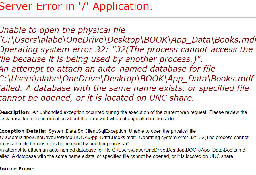 c Getting a database error when trying to view data Stack Overflow