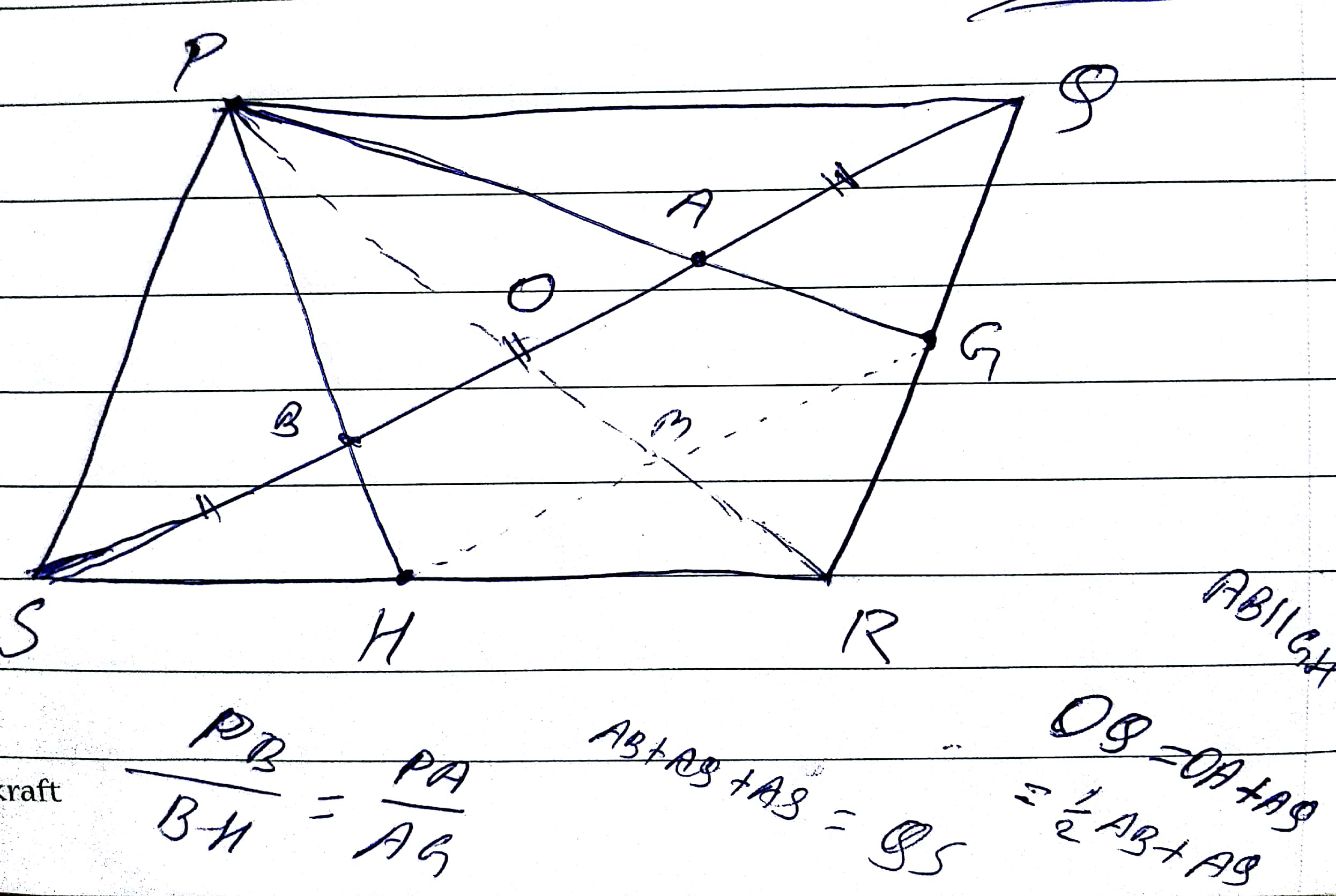 geometry PQRS is a parallelogram and G and H are midpoints of QR and