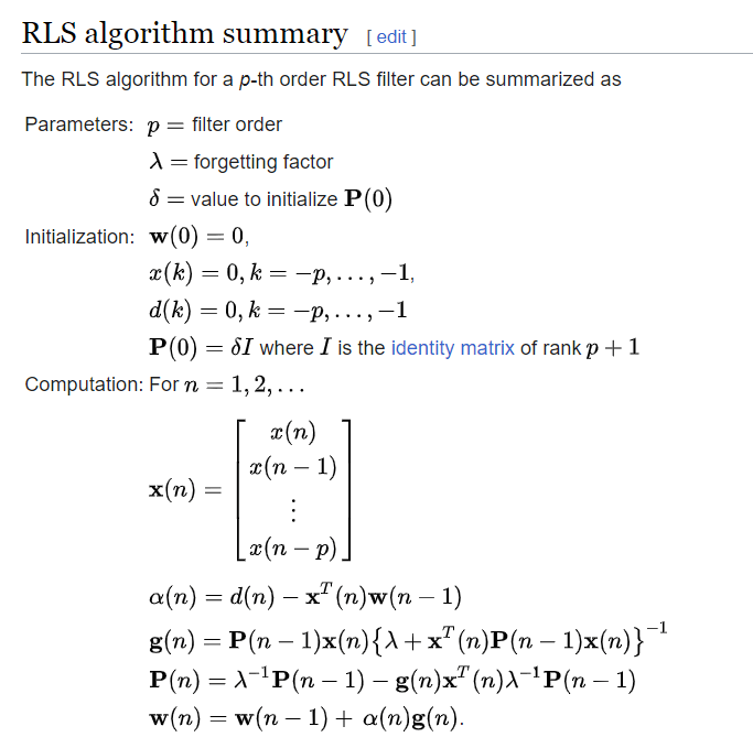 python Convergence of the RLS Algorithm for a Factor \lambda
