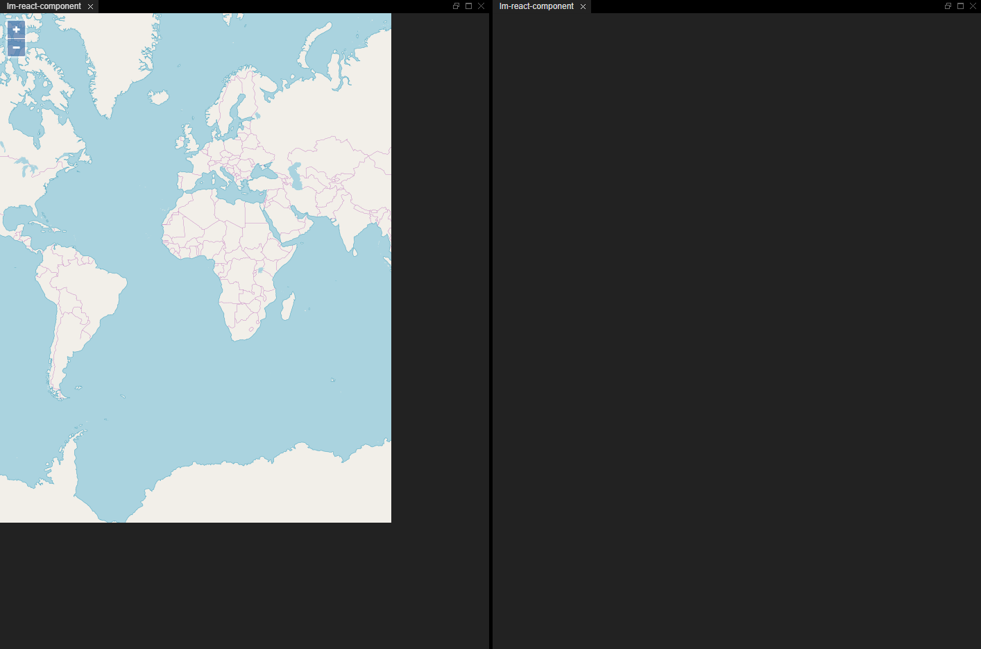 Trying to work with openlayers, Golden Layout, reactjs. But openlayers map only show in 1 window