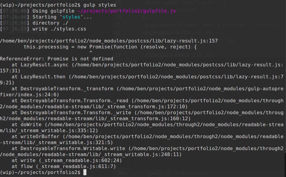 javascript Gulp.js TypeError glob pattern string required Stack
