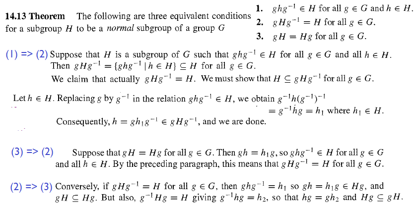group theory Questions on Proofs Equivalent Conditions of Normal