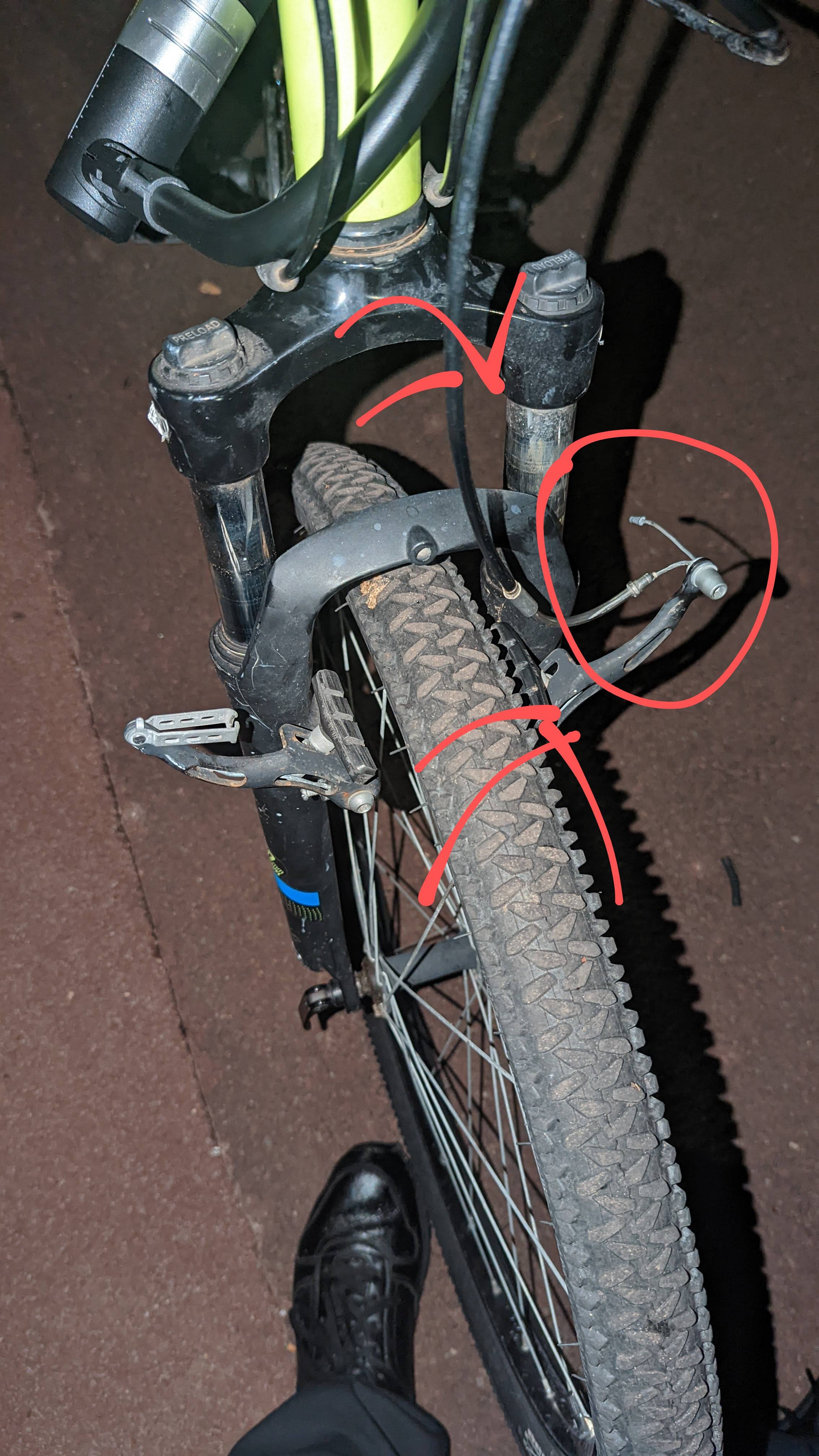 mountain bike My front brakes got pulled off and they can't be put