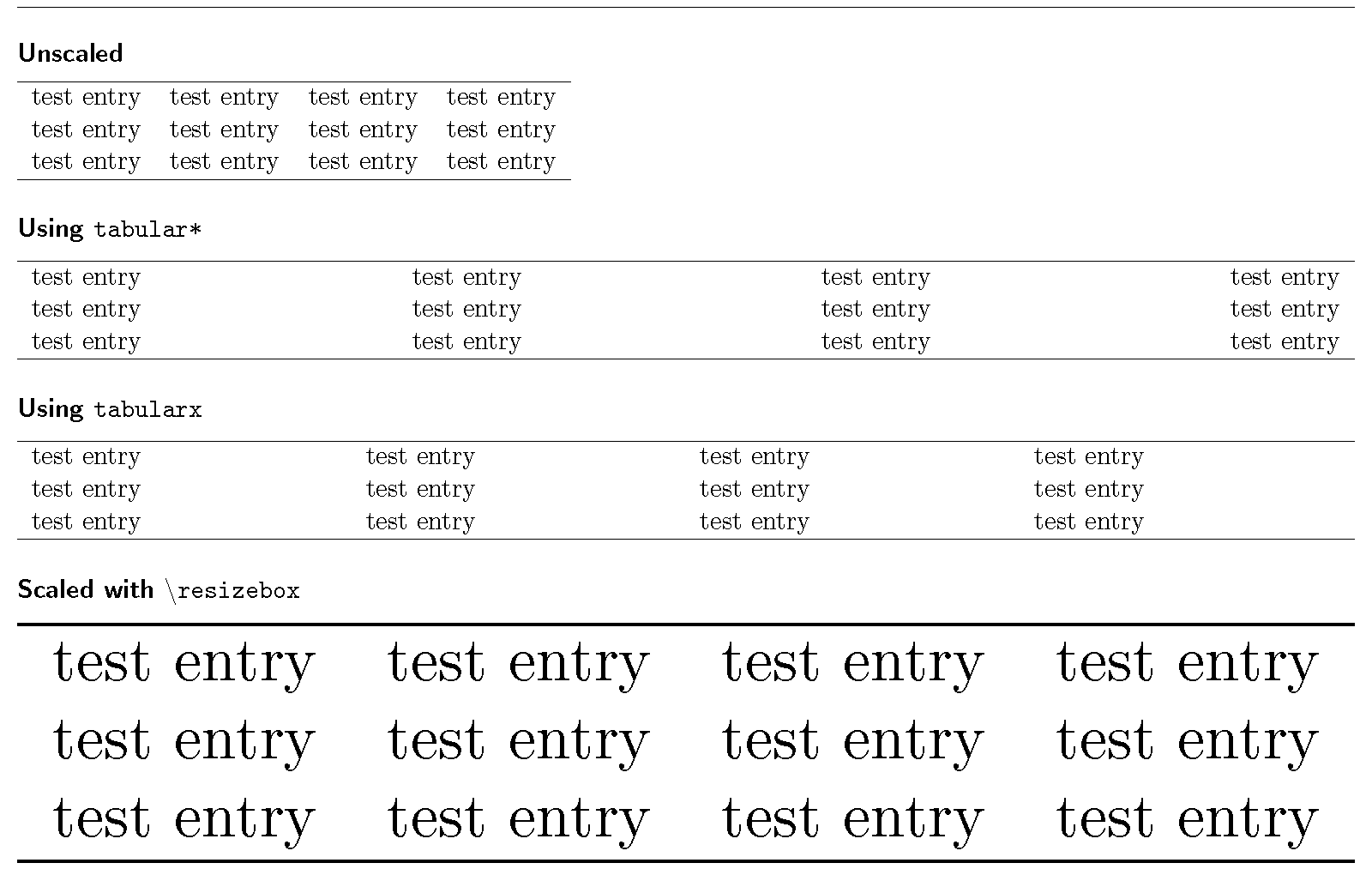 scaling Setting tablewidth exactly to linewidth TeX LaTeX Stack
