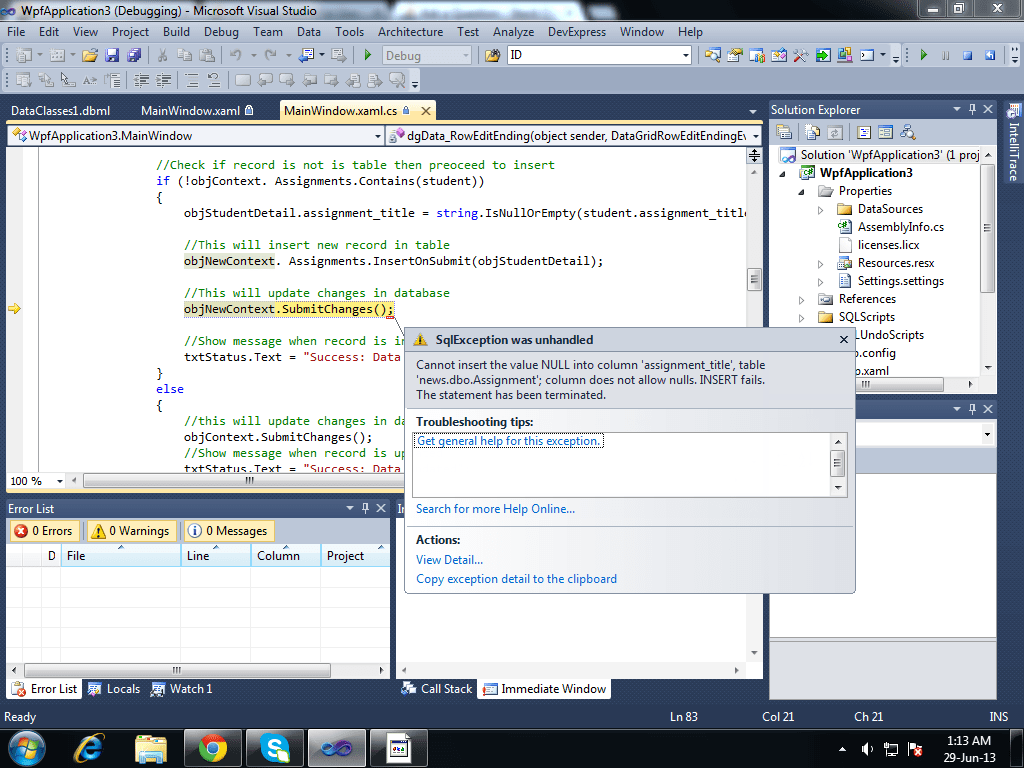 c NULL Value Issue Database Table Stack Overflow