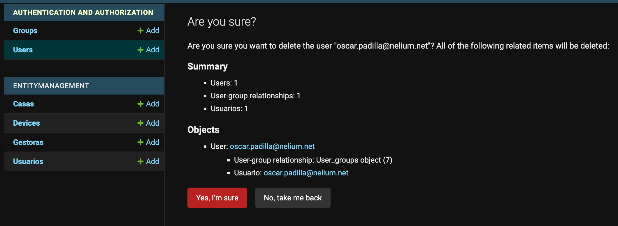 python Django Admin error 500 when trying to delete default Django