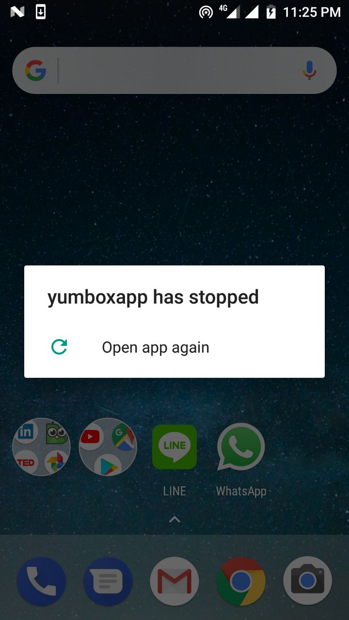 App has stopped when running in android react native