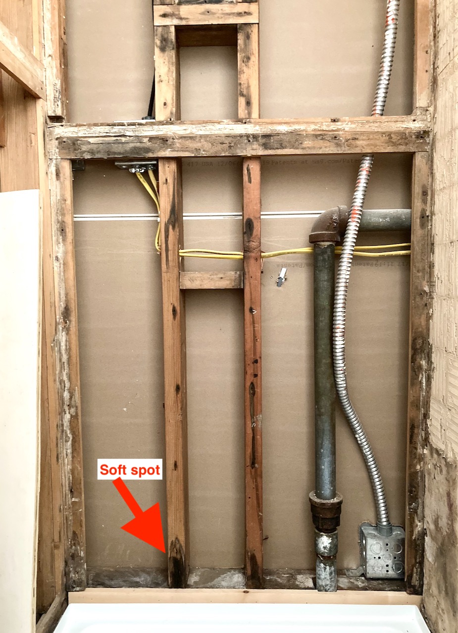 bathroom Are black areas on studs of shower surround a concern or