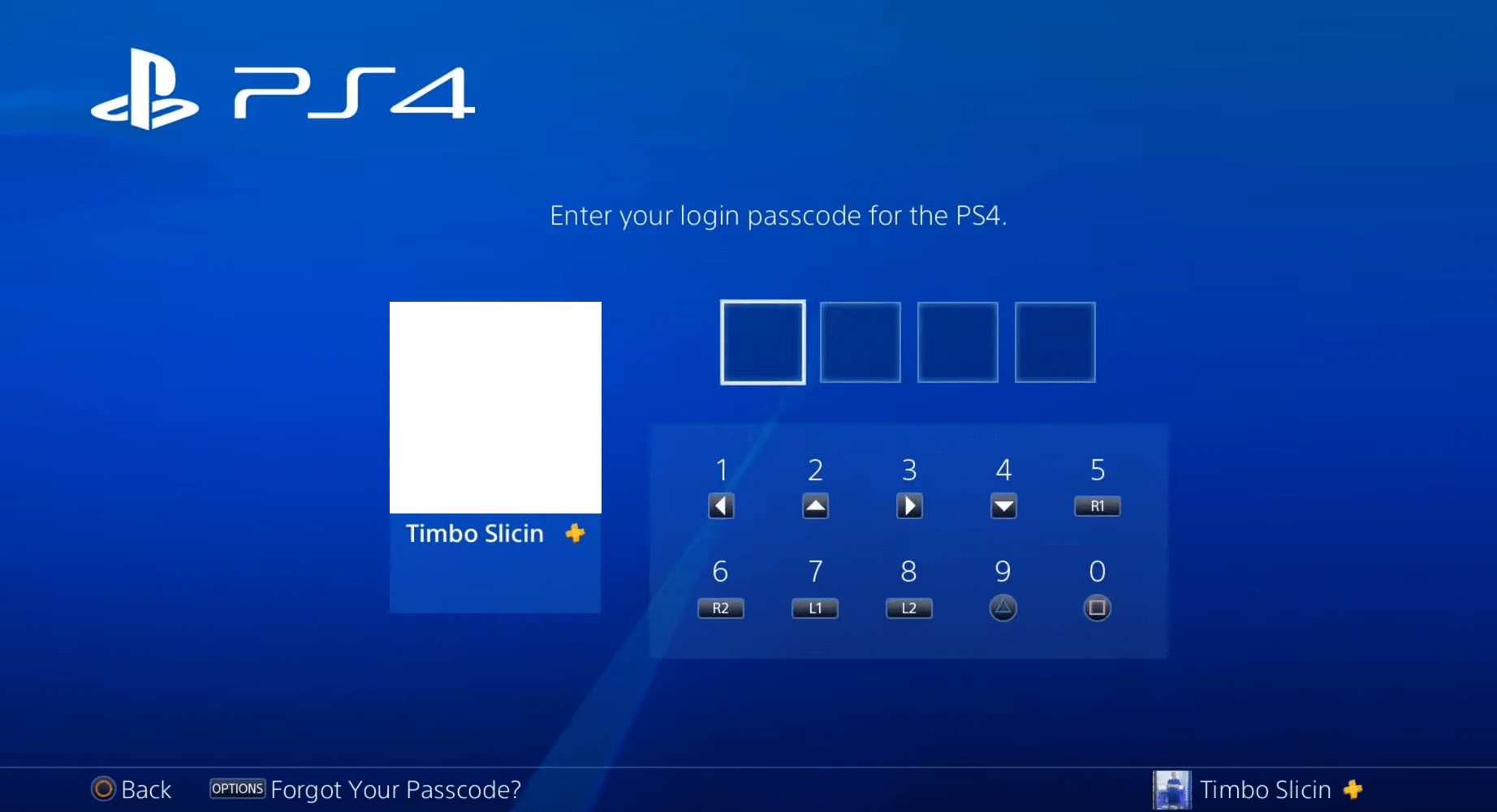 ps4 How do you enter a login passcode without a dualshock controller