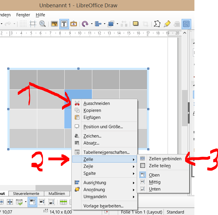 How can I merge cells in a table in Libreoffice Draw? Graphic Design Stack Exchange