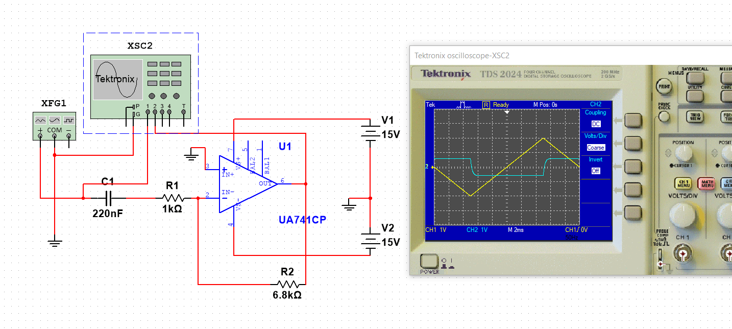 How can I measure phase shift in Multisim using Tektronix
