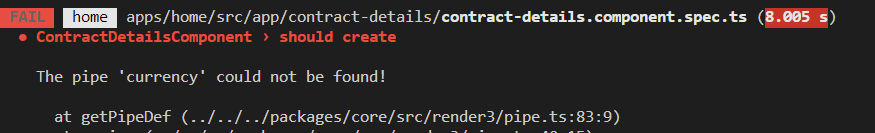 Angular testing, currency pipe not found Stack Overflow