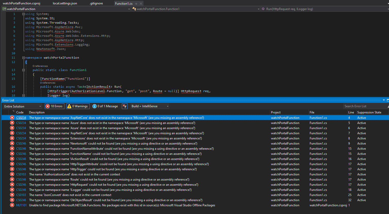 c The type or namespace name does not exist in the