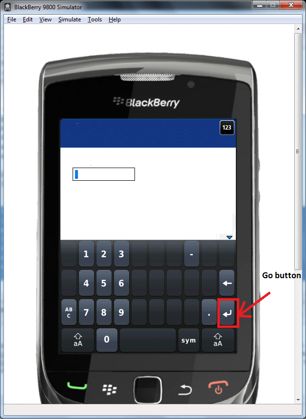 java me BlackBerry virtual keyboard with customized 'enter' key