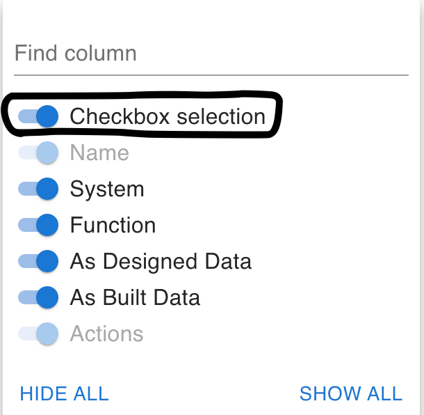 reactjs How to disable the checkbox selection field from the columns