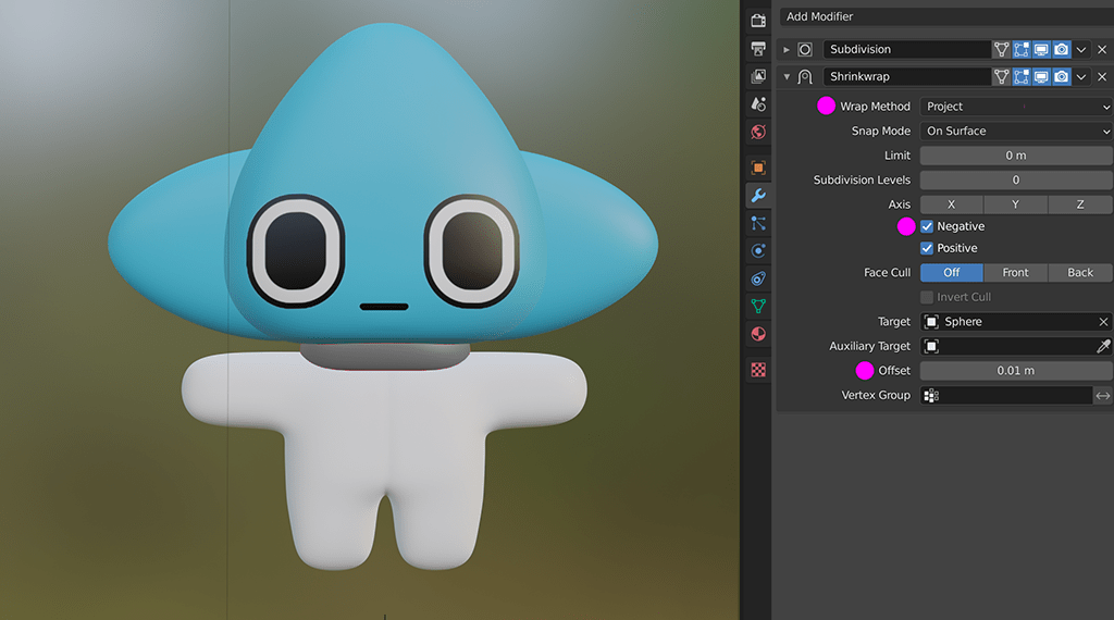 shrinkwrap Low poly character eye modeling Blender Stack Exchange