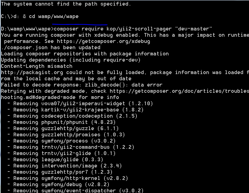 yii2 Composer uninstalls other extensions when i install