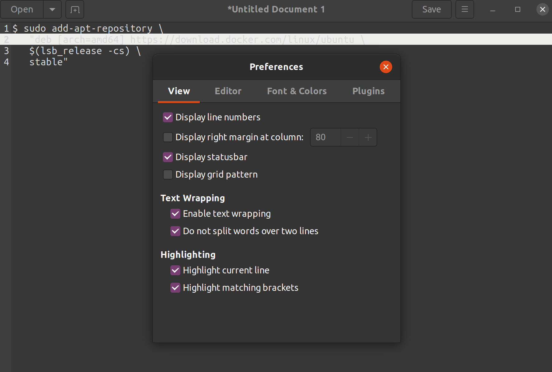 Selected line's contents aren't readable in GEdit while using dark