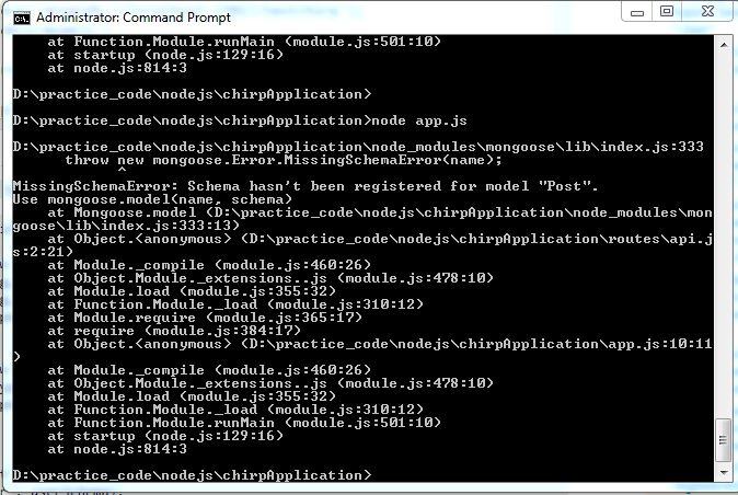 javascript MissingSchemaError Schema hasn't been registered for