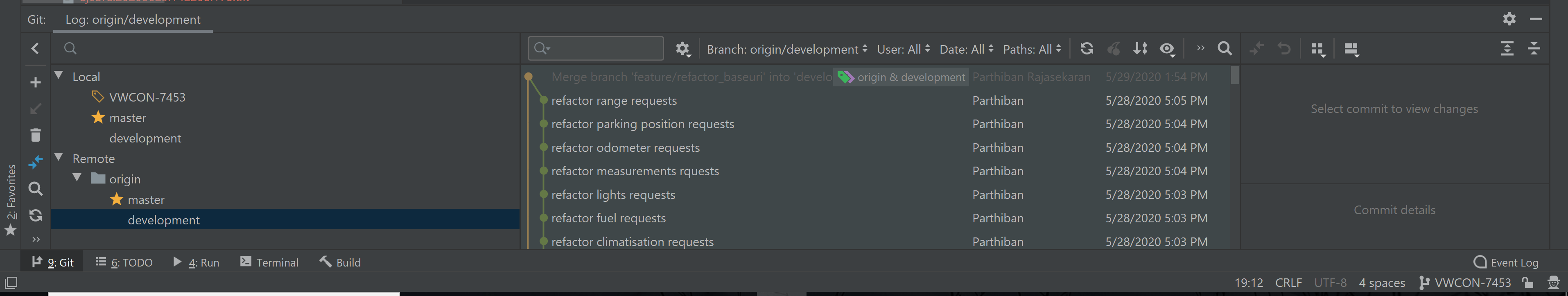 Intellij The Local Changes tab does not show up in the intellij Git