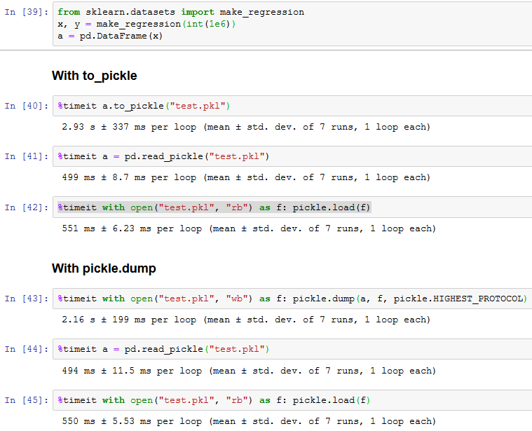 python What's the fastest way to pickle a pandas DataFrame? Stack
