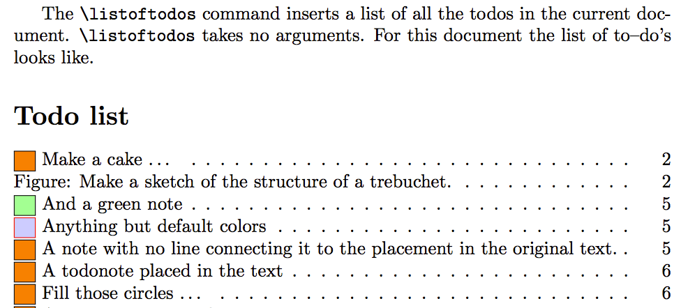 table of contents \listoftodos in Todo list missing hyperlinks and colors in my document TeX