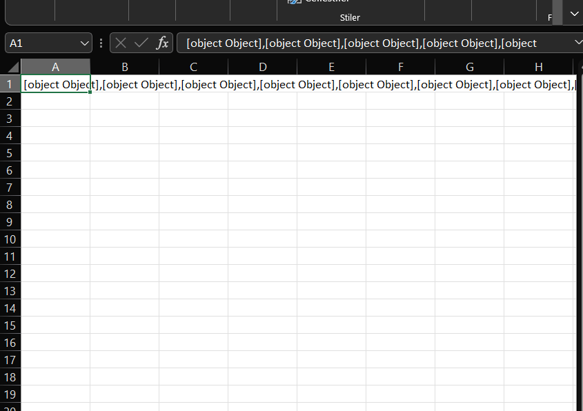 javascript How can I export array data into excel? (Array has JSON