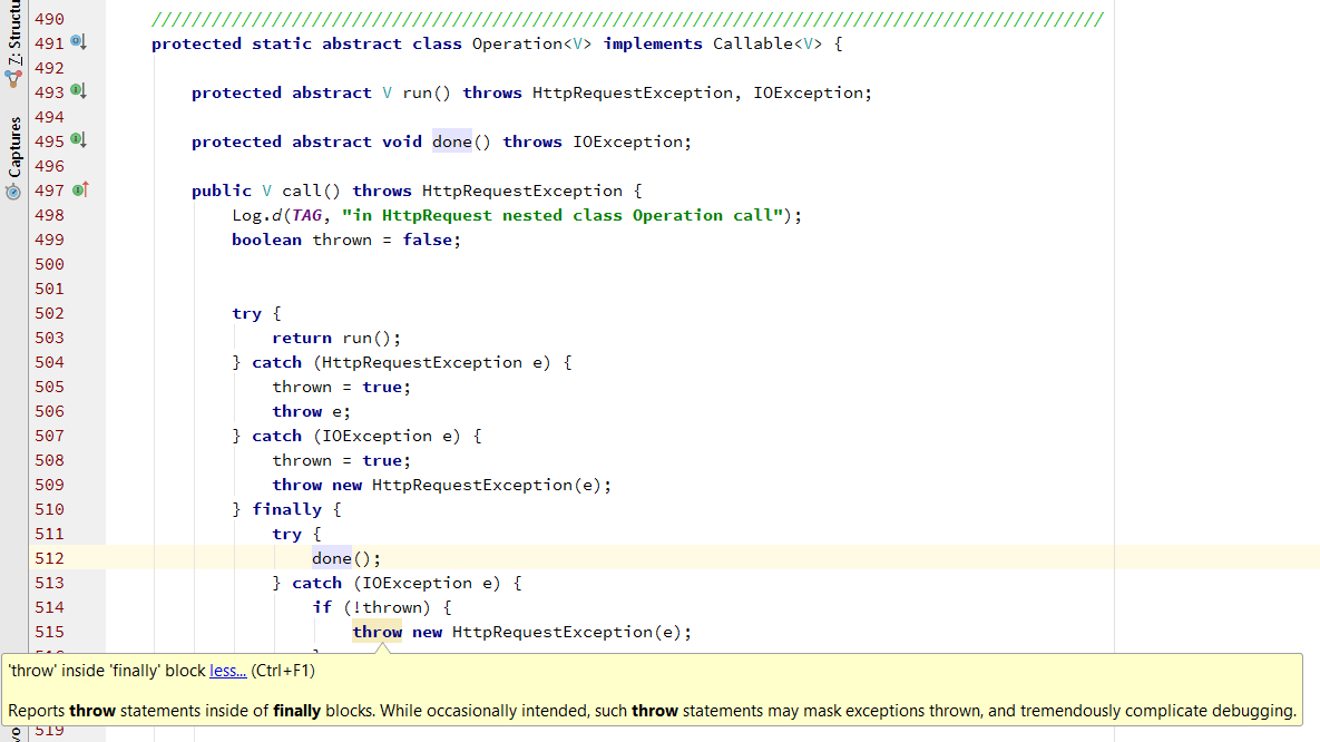 Android Java how to refactor out a trycatchfinally with a throw in