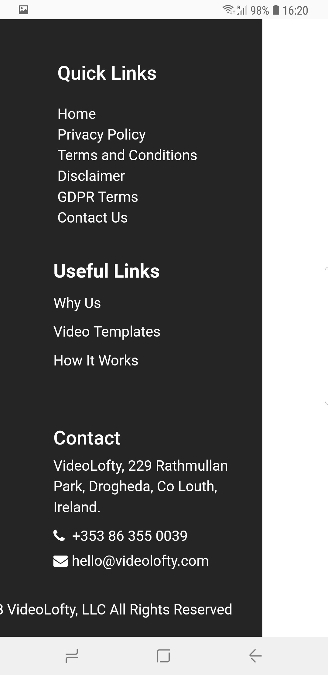 android Show wordpress content into one smartphone screen Stack