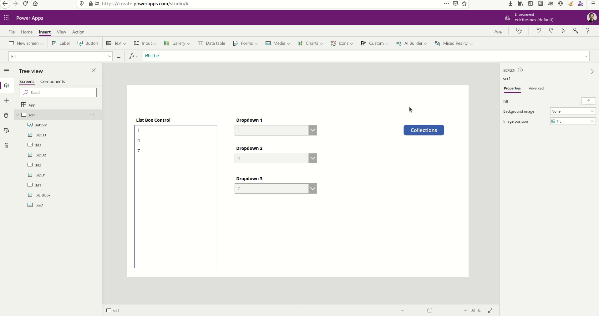 Powerapps Include a list box, a dropdown menu, a combination box, or