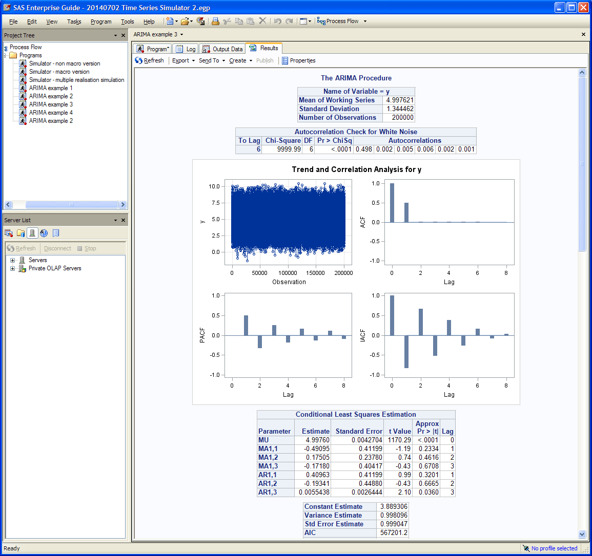 sas ARIMA is it normal to be unable to recover DGP of simulated